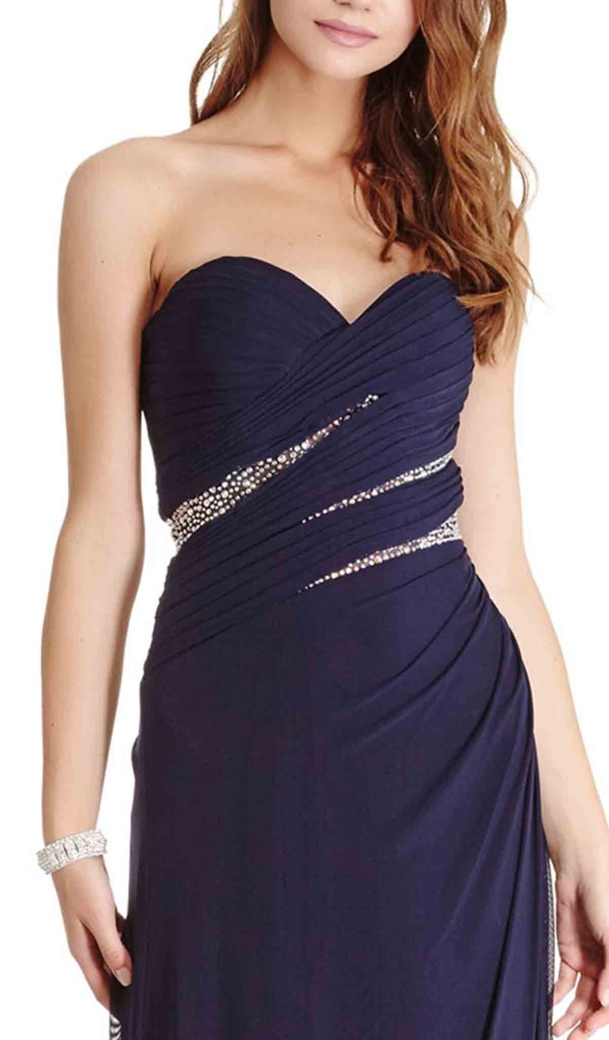 Diagonally Embellished Pleated Evening Dress Dress