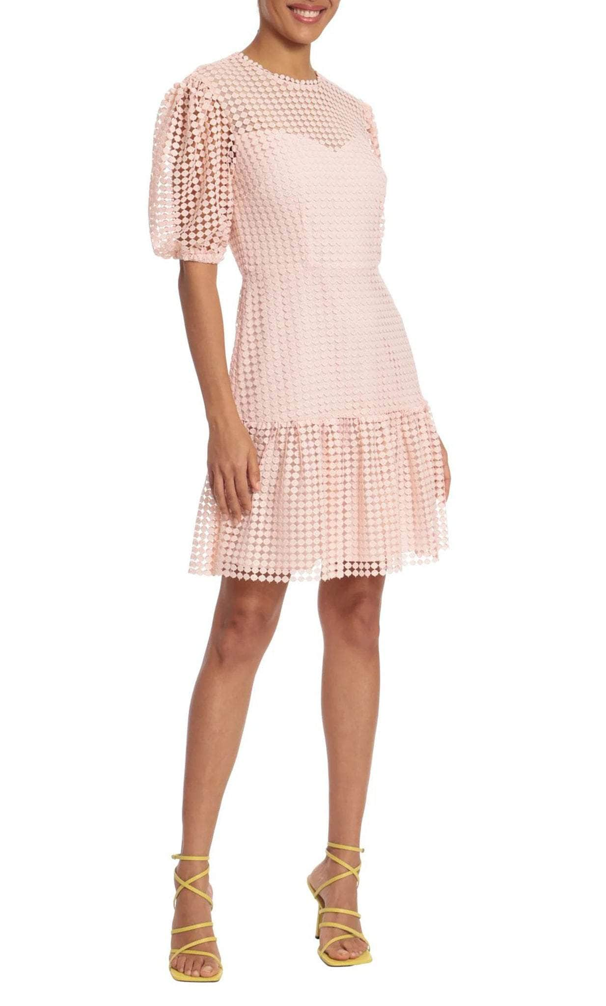 Donna Morgan D8047M - Puff Sleeve Lace Short Dress Party Dresses