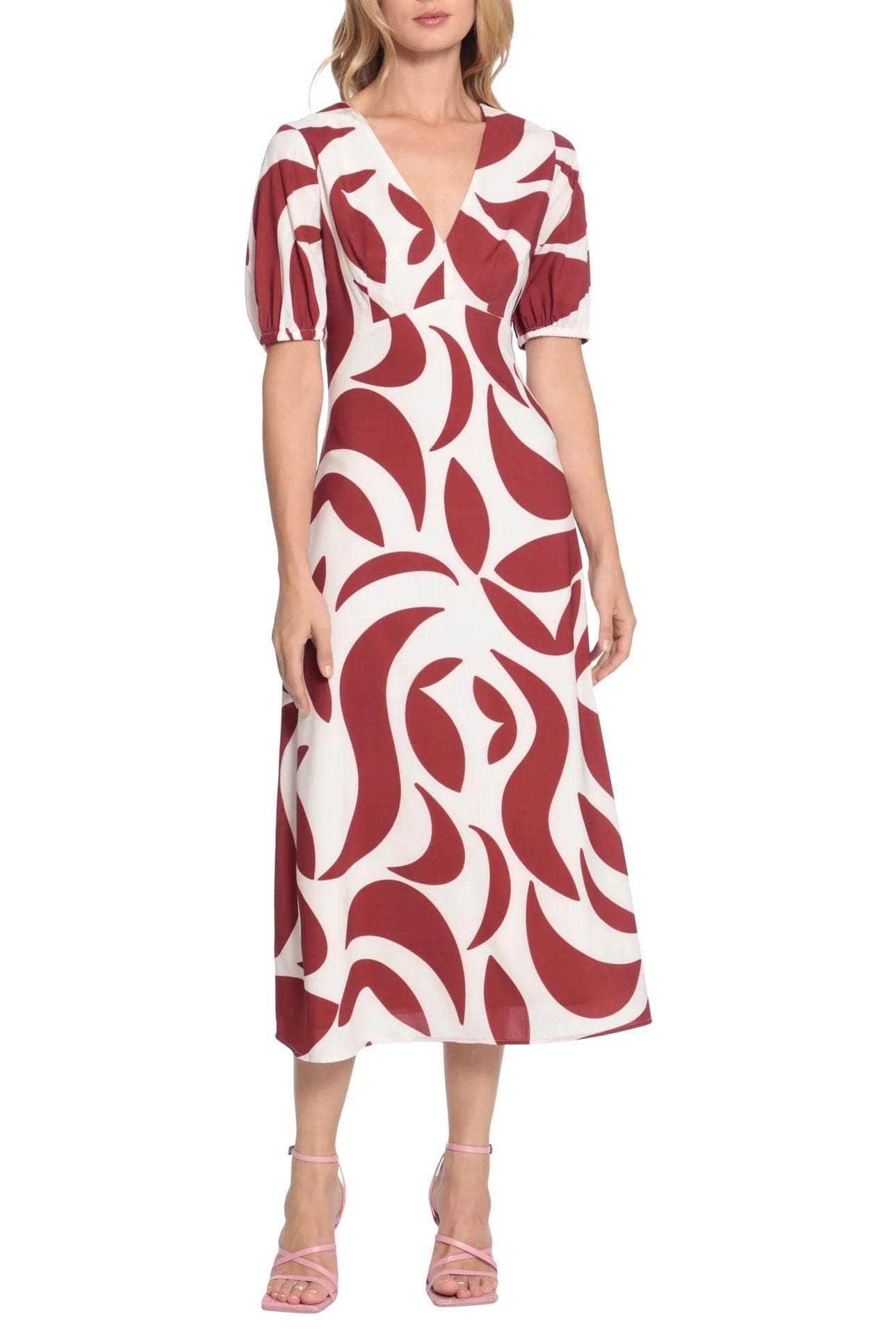 Donna Morgan D8059M - Puff Sleeve Print Long Dress Special Occasion Dress