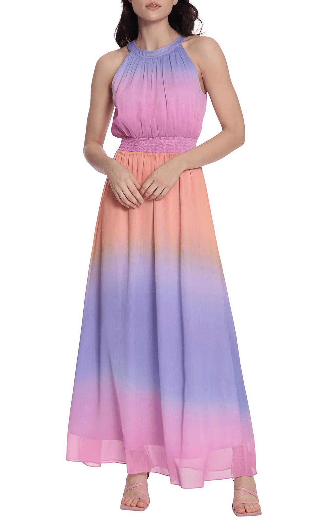 Donna Morgan D8099M - Halter Neck Ombre Dress Special Occasion Dress 0 / Pink Multi