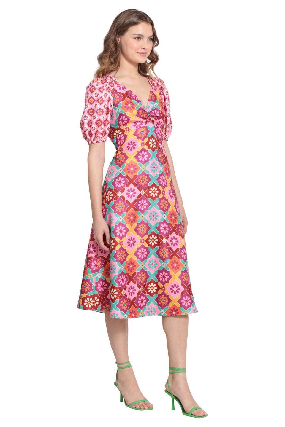 Donna Morgan D8308M - Tea-Length Sateen A-Line Dress Donna Morgan D8308M - Tea-Length Sateen A-Line Dress