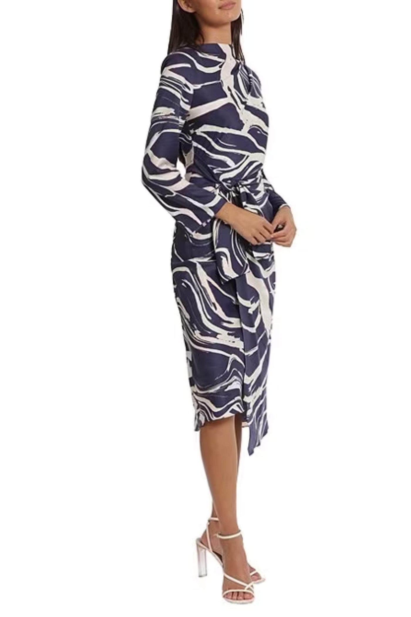 Donna Morgan D8441M - Tie Waist Marble Print Dress Special Occasion Dresses