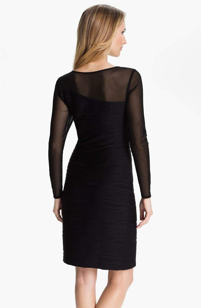 Donna Ricco - Illusion Sleeve Textured Dress 8438320M - 1 Pc Black In Size 4 Available CCSALE