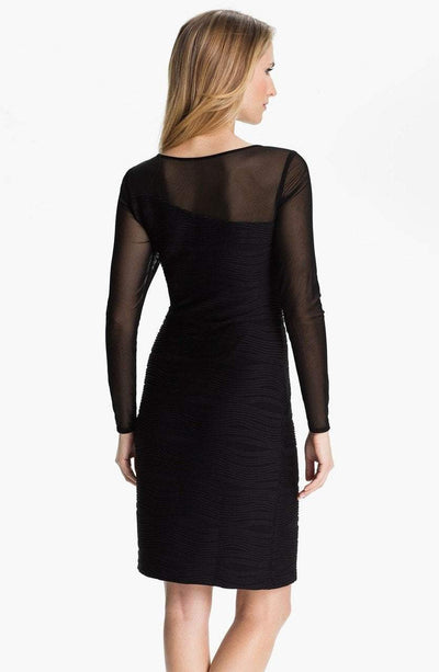 Donna Ricco - Illusion Sleeve Textured Dress 8438320M - 1 Pc Black In Size 4 Available CCSALE