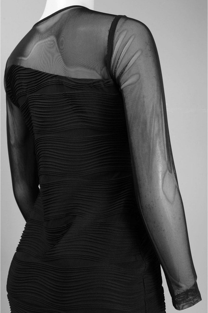 Donna Ricco - Illusion Sleeve Textured Dress 8438320M - 1 Pc Black In Size 4 Available CCSALE