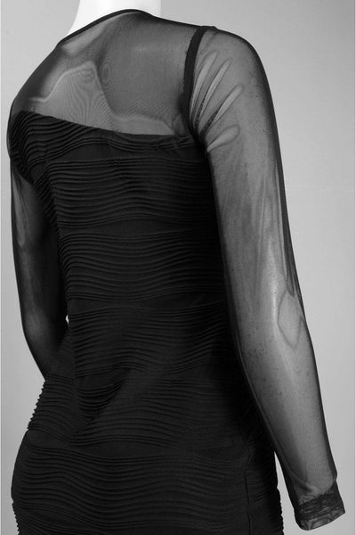 Donna Ricco - Illusion Sleeve Textured Dress 8438320M - 1 Pc Black In Size 4 Available CCSALE