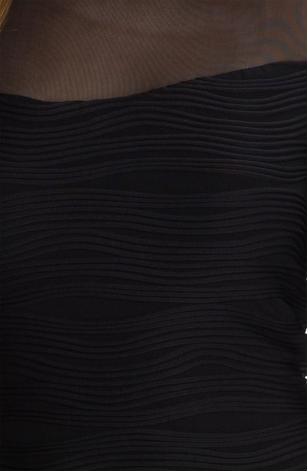 Donna Ricco - Illusion Sleeve Textured Dress 8438320M - 1 Pc Black In Size 4 Available CCSALE