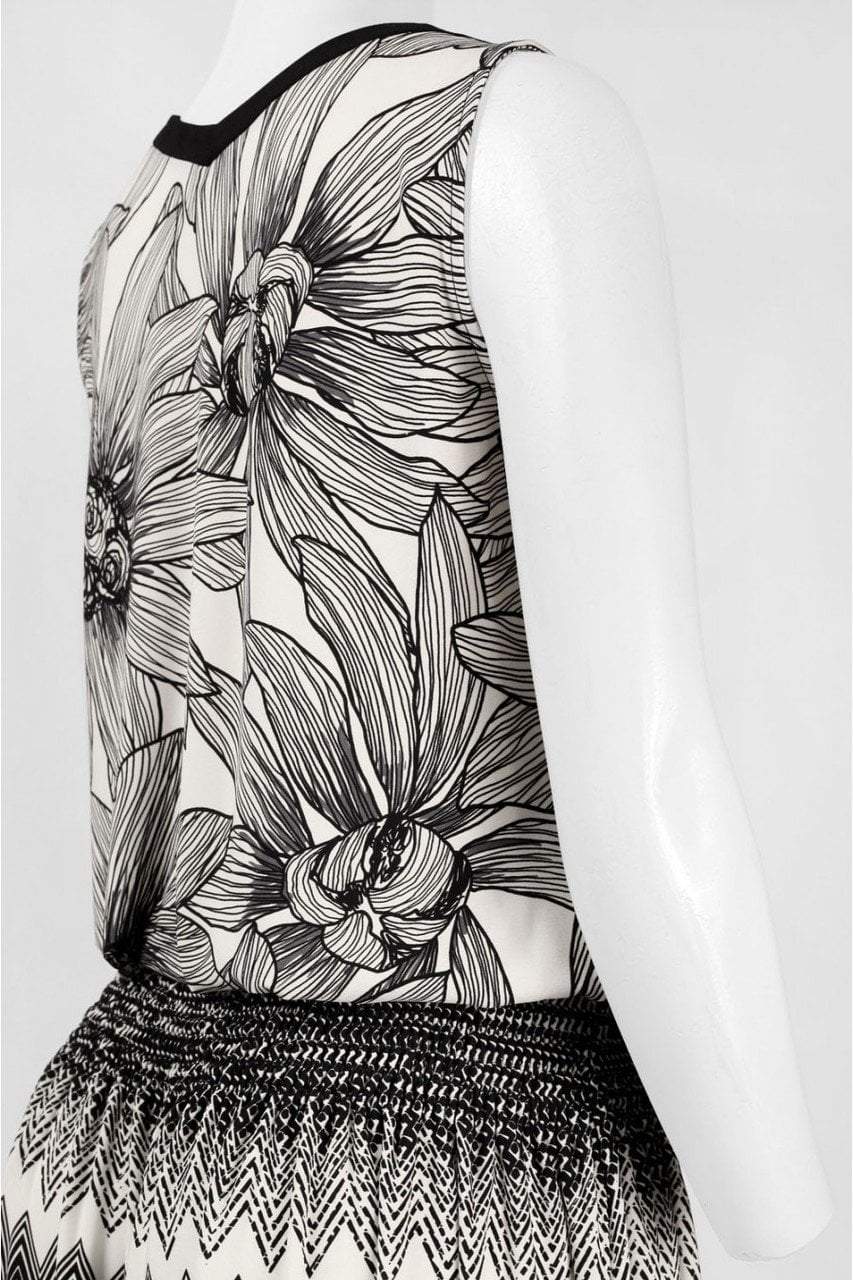 Donna Morgan - D2352M Multi-Print Blouson Dress in Black and White