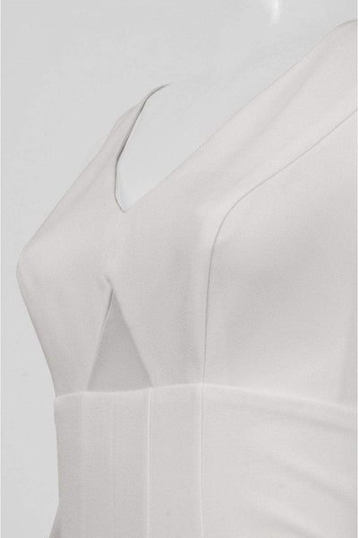 Donna Morgan - D4087M Sleeveless V Neck Sheath Midi Dress in White