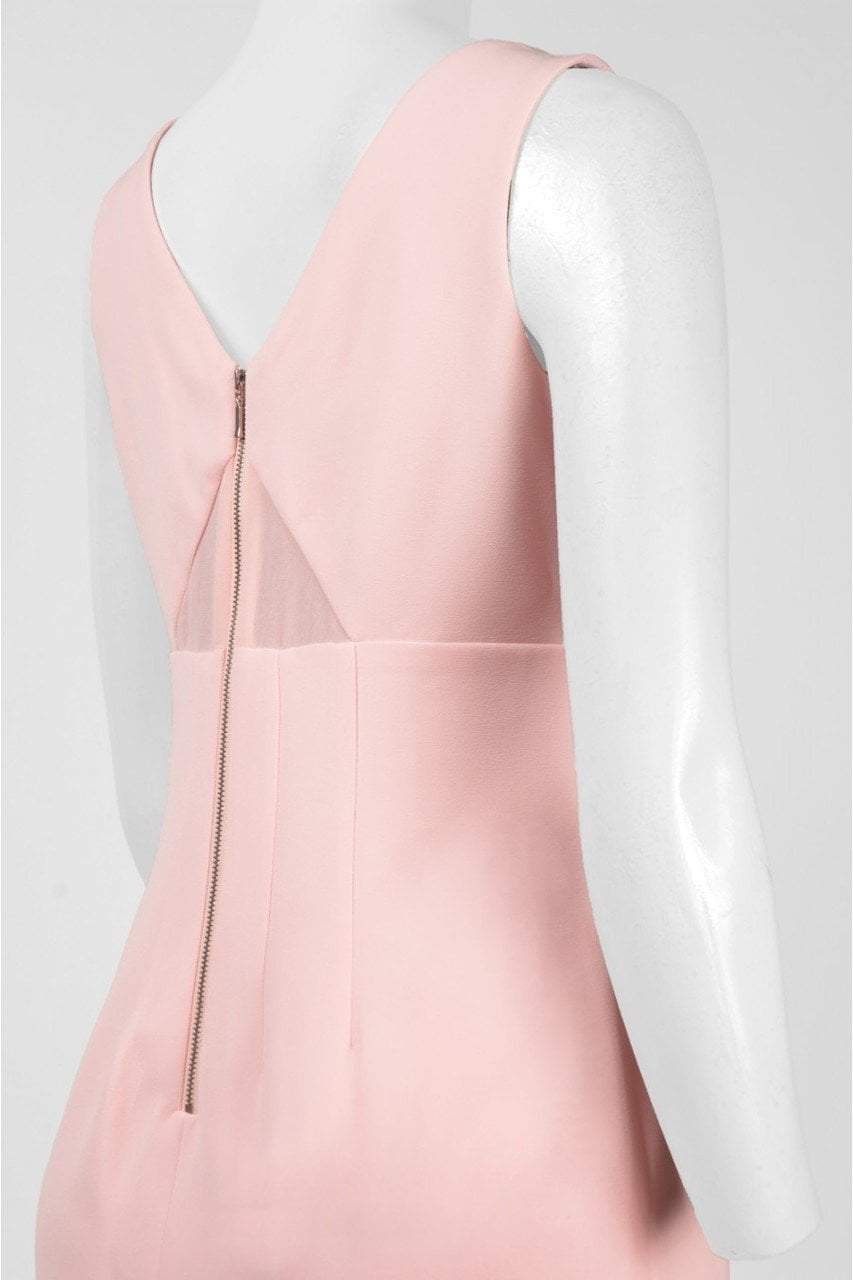 Donna Morgan - D4087M Sleeveless V Neck Sheath Midi Dress in Pink