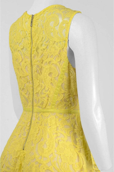Donna Ricco - DR20204 Ribbon Piped Lace Dress in Yellow