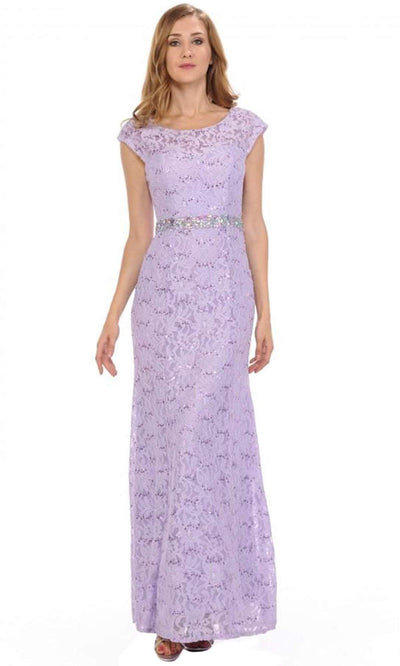 Lenovia - Floral Lace Scoop Evening Gown 5131 CCSALE L / Lilac