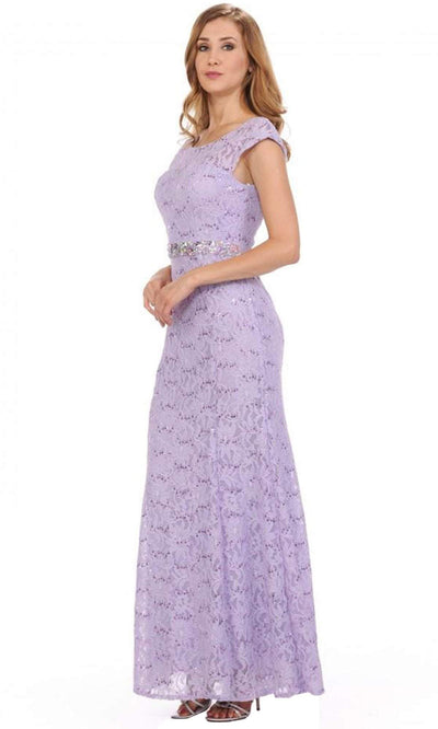 Lenovia - Floral Lace Scoop Evening Gown 5131 CCSALE L / Lilac