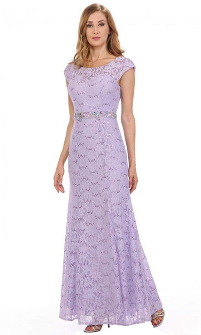 Lenovia - Floral Lace Scoop Evening Gown 5131 CCSALE L / Lilac