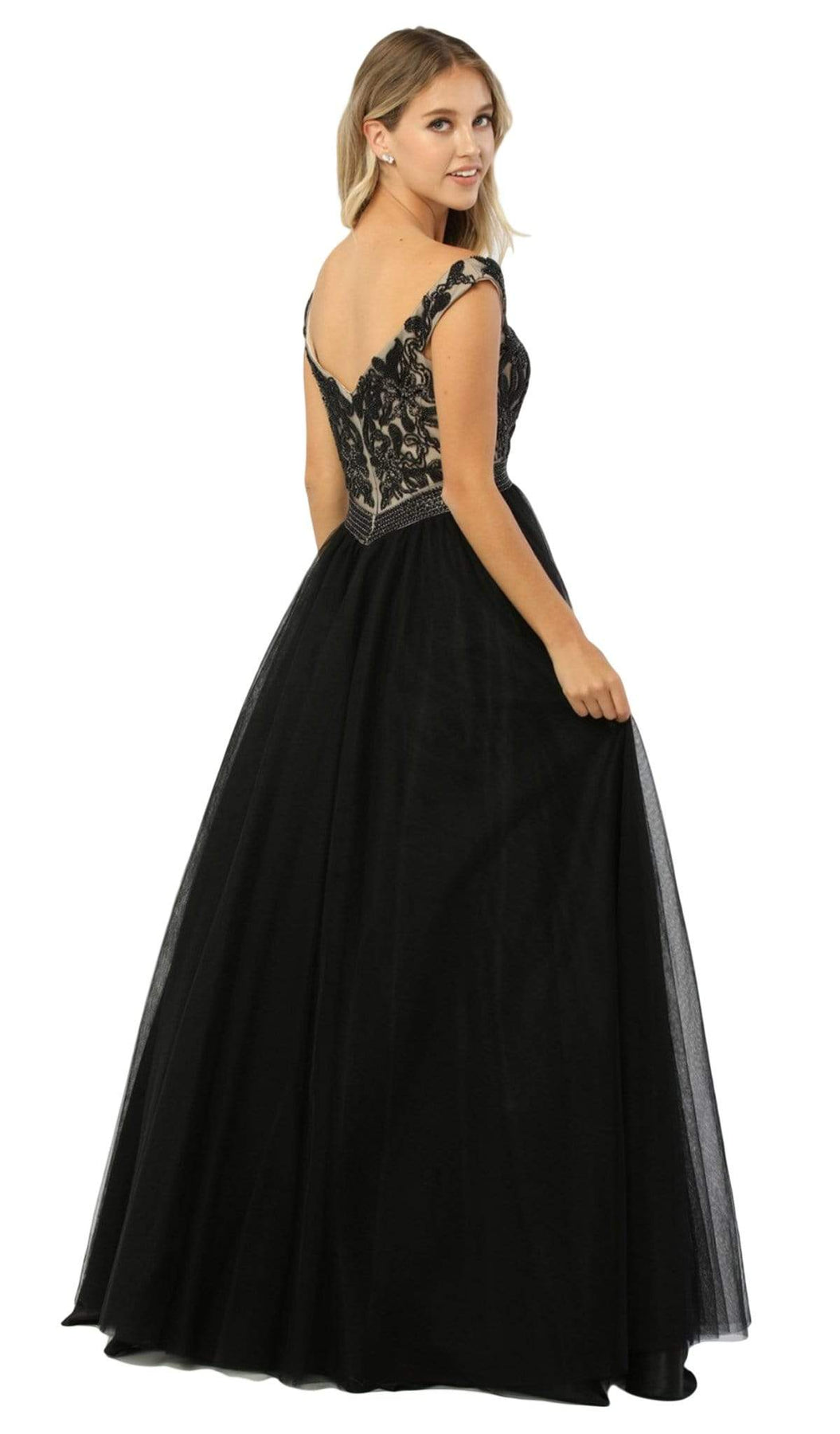 Nox Anabel - E166SC Beaded Deep Off-Shoulder Gown