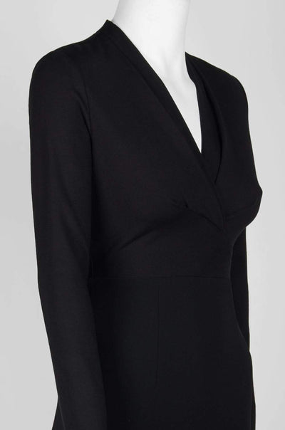 Elie Tahari - E20EU607 Long Sleeve Pleated V-neck Sheath Dress In Black