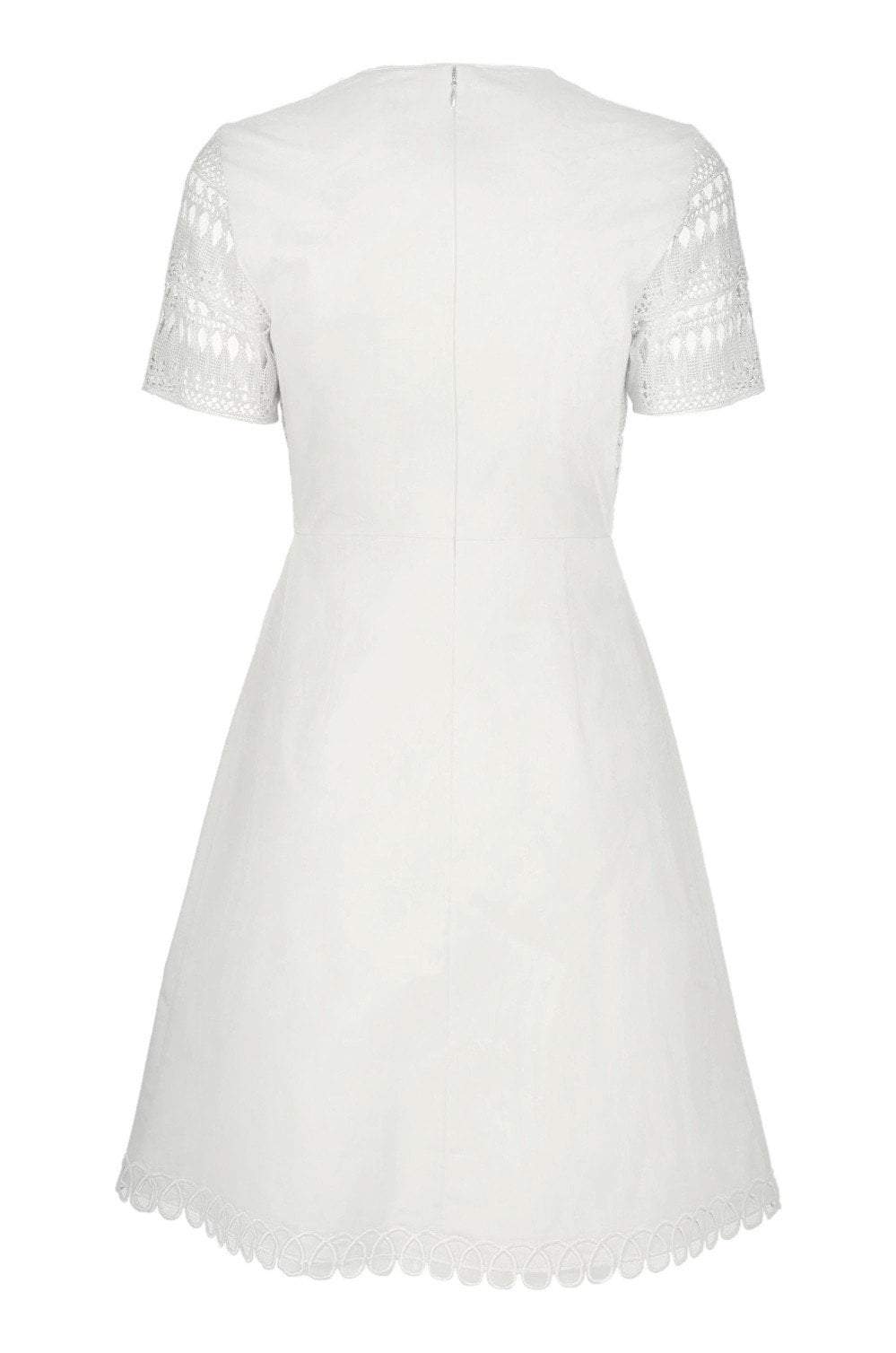 Elie Tahari - E303N607 Lace V-neck A-line Dress In White