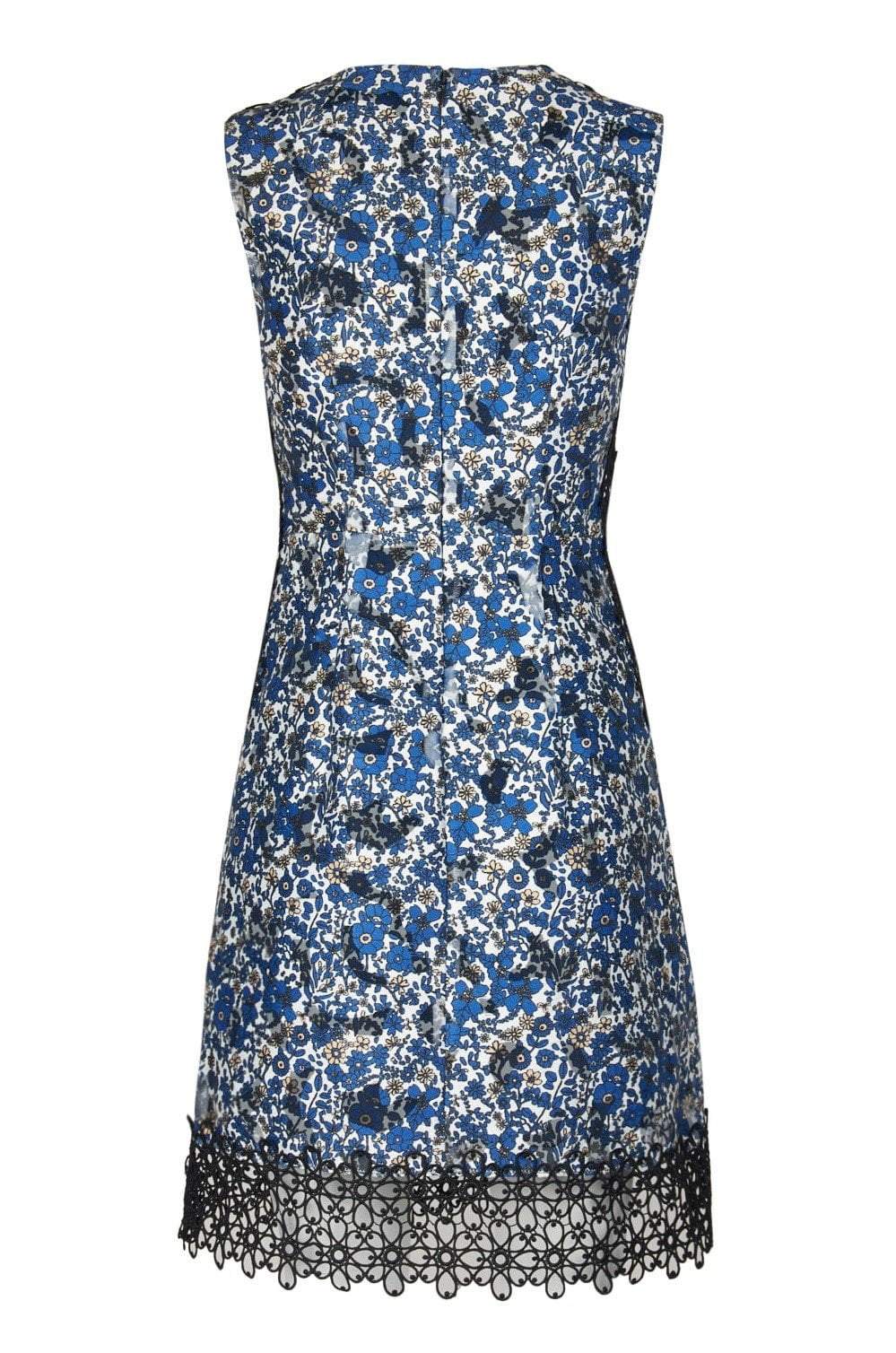 Elie Tahari - V Neck Floral Burnout Crochet Flared Dress E40F9617SC Elie Tahari - V Neck Floral Burnout Crochet Flared Dress E40F9617SC