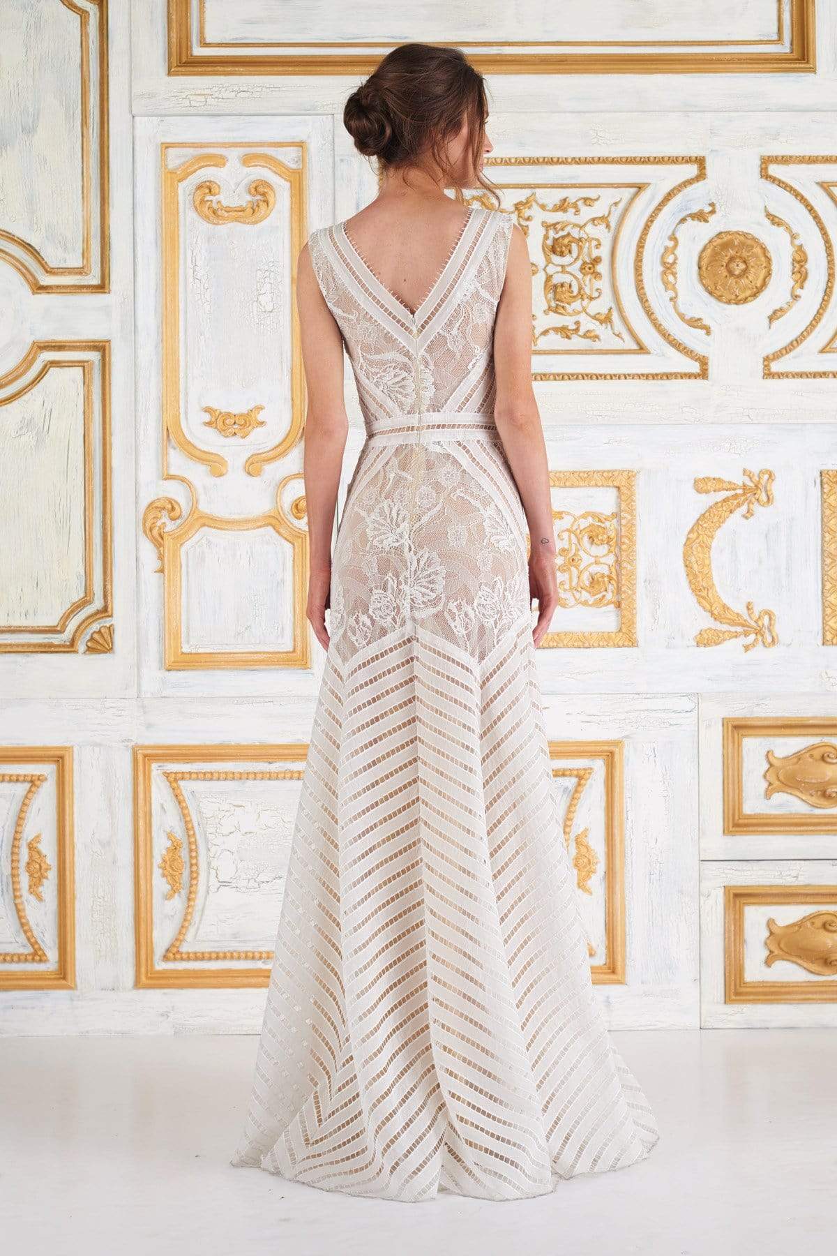 Tadashi Shoji - Lace V-Neck A-Line Evening Dress Special Occasion Dress