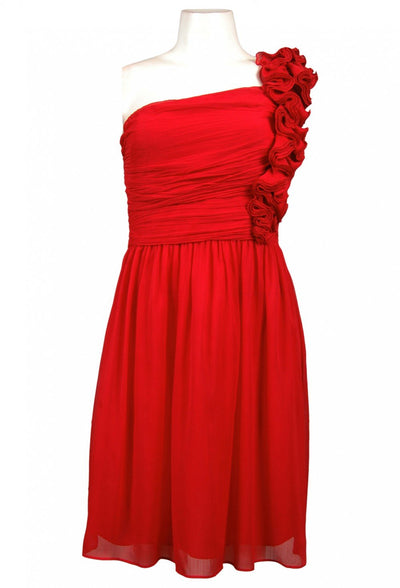 Ellen Tracy - ED1MP176 Rosette Trim One Shoulder Short Dress In Red