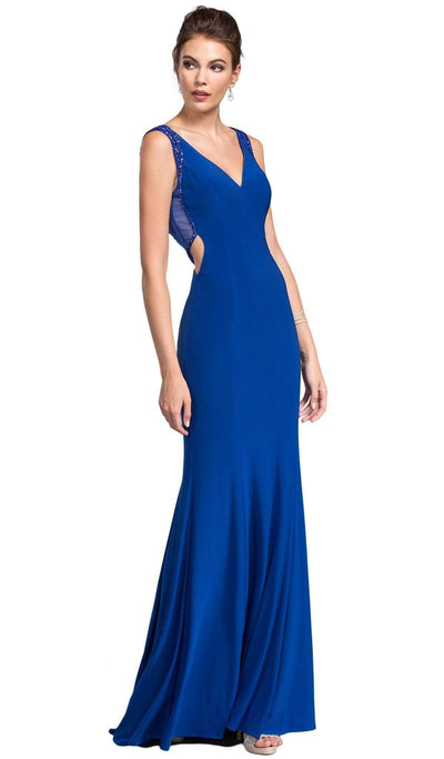 Elegant V-neck Sheath Prom Dress Prom Dresses XXS / Royal