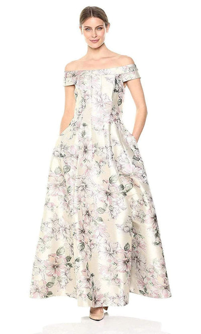 Eliza J Evening - EJ8M8107SC Off Shoulder Floral Printed Long Dress In Multi