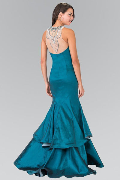 Elizabeth K - Beaded Illusion Jewel Mermaid Gown GL2290 - 1 pc Teal In Size S Available CCSALE S / Teal