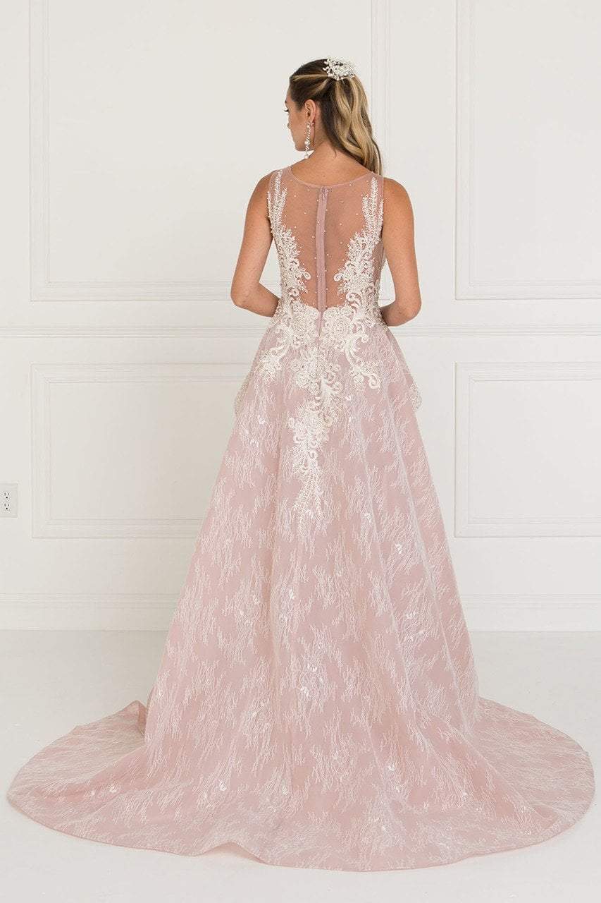 Elizabeth K Bridal - GL1538 Beaded Lace Peplum Organza Gown Special Occasion Dress