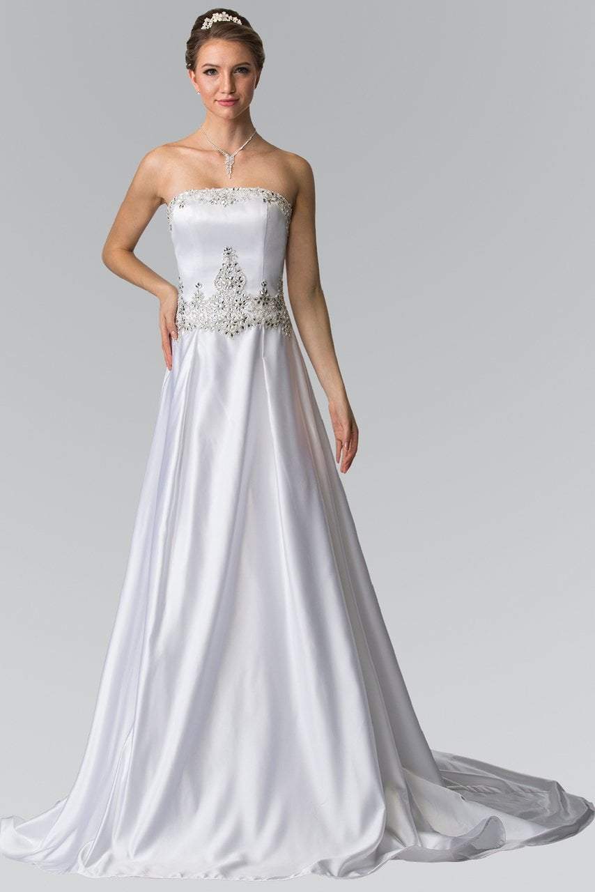 Elizabeth K Bridal - GL2201 Strapless Jewel Embellished Bridal Dress Special Occasion Dress XS / Ivory