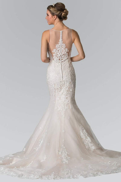 Elizabeth K Bridal - GL2369 Lace Illusion Scoop Mermaid Bridal Gown Wedding Dresses