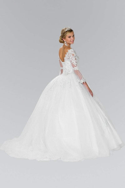 Elizabeth K Bridal - GL2377 Illusion Bell Sleeve Lace Bodice Ballgown Wedding Dresses