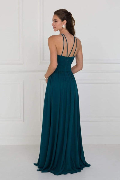 Elizabeth K Crisscross-Banded Waist Long Halter Gown - 2 pcs Teal In Size S and M Available CCSALE
