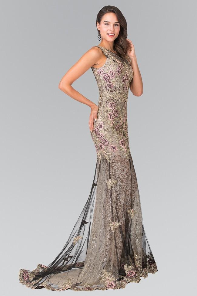 Elizabeth K Embroidered Floral Long Dress GL2269 - 1 pc Black In Size XS Available CCSALE XS / Black