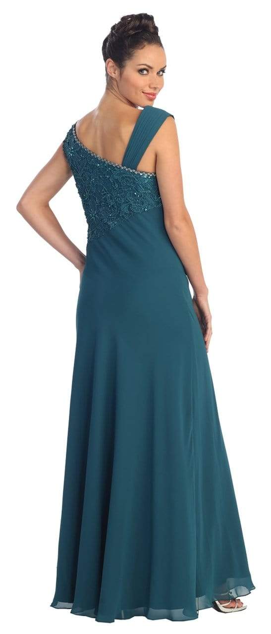 Elizabeth K - GL1003 One Shoulder Ruched Applique Gown Special Occasion Dress