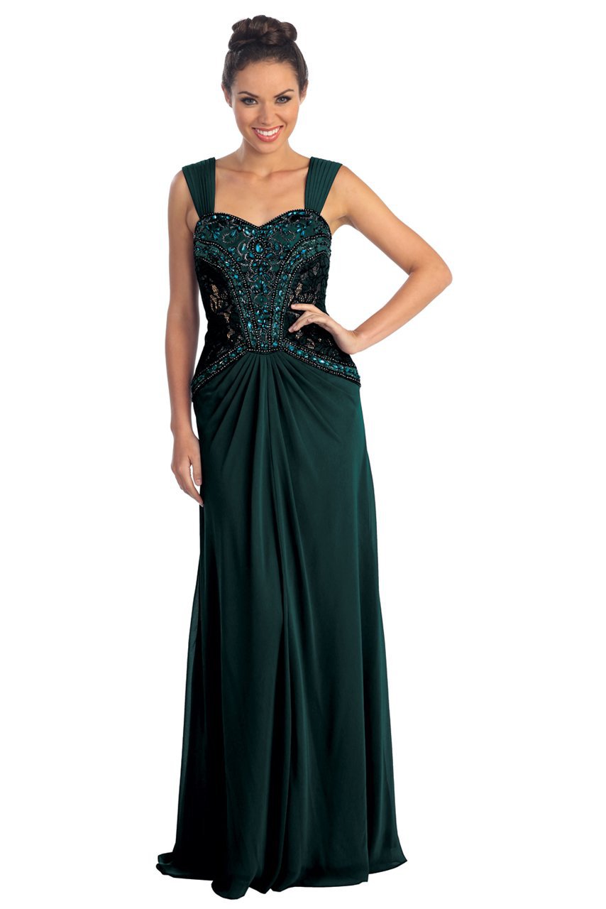 Elizabeth K - GL1005 Intricate Beaded Sweetheart A-Line Gown Special Occasion Dress XS / Teal