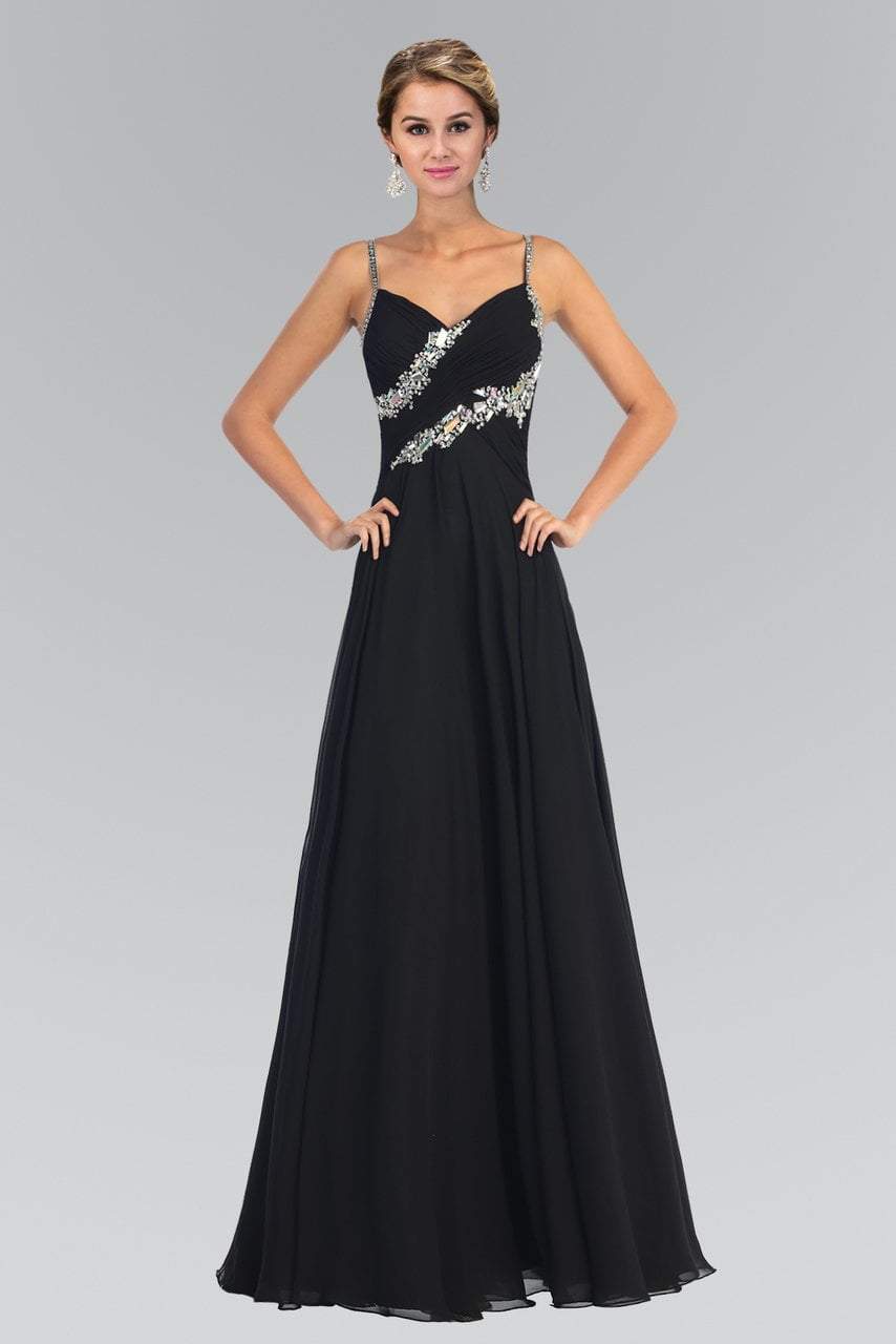 Elizabeth K - GL1031 Bejeweled Ruched Sweetheart Chiffon Dress Special Occasion Dress XS / Black