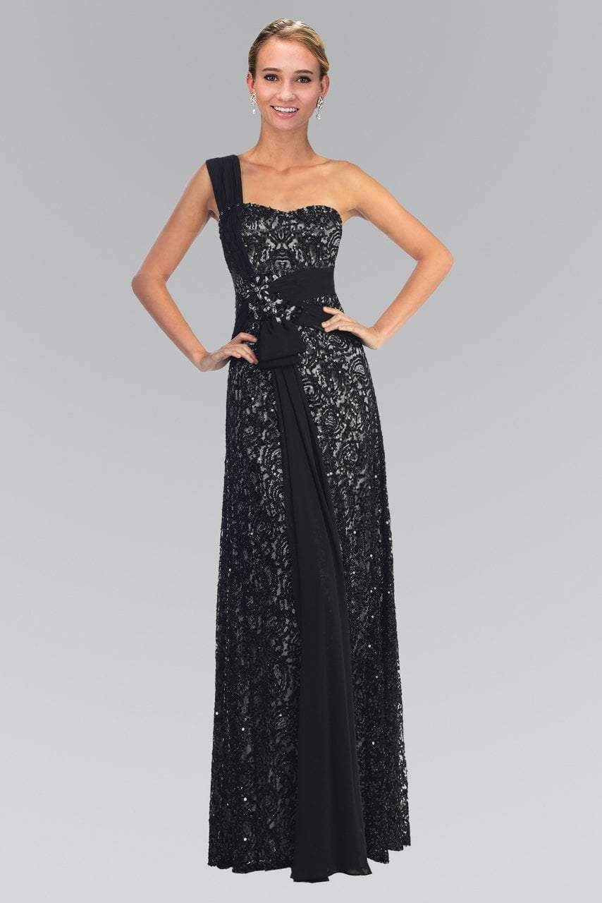 Elizabeth K - GL1049 Sequined One Shoulder Strap Sweetheart Dress Bridesmaid Dresses XS / Black