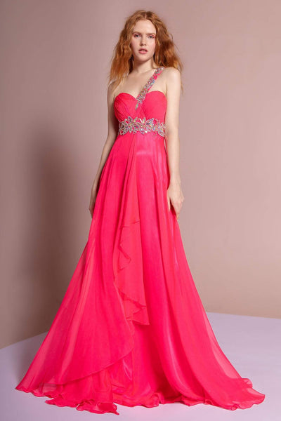 Elizabeth K - GL1084 One Shoulder Strap Ruched Sweetheart Dress Special Occasion Dress XS / Fuchsia