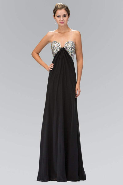 Elizabeth K - GL1151 Jewel Accented Sweetheart Chiffon Dress Special Occasion Dress XS / Black