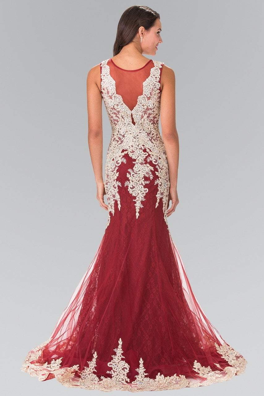 Elizabeth K - GL1462 Ornate Lace Illusion Trumpet Gown Evening Dresses
