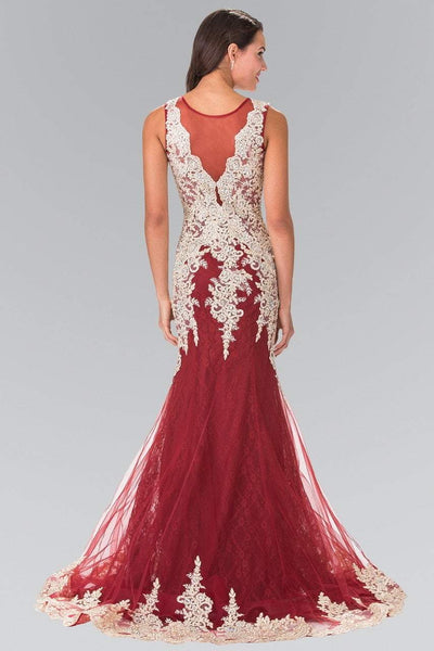 Elizabeth K - GL1462 Ornate Lace Illusion Trumpet Gown Evening Dresses