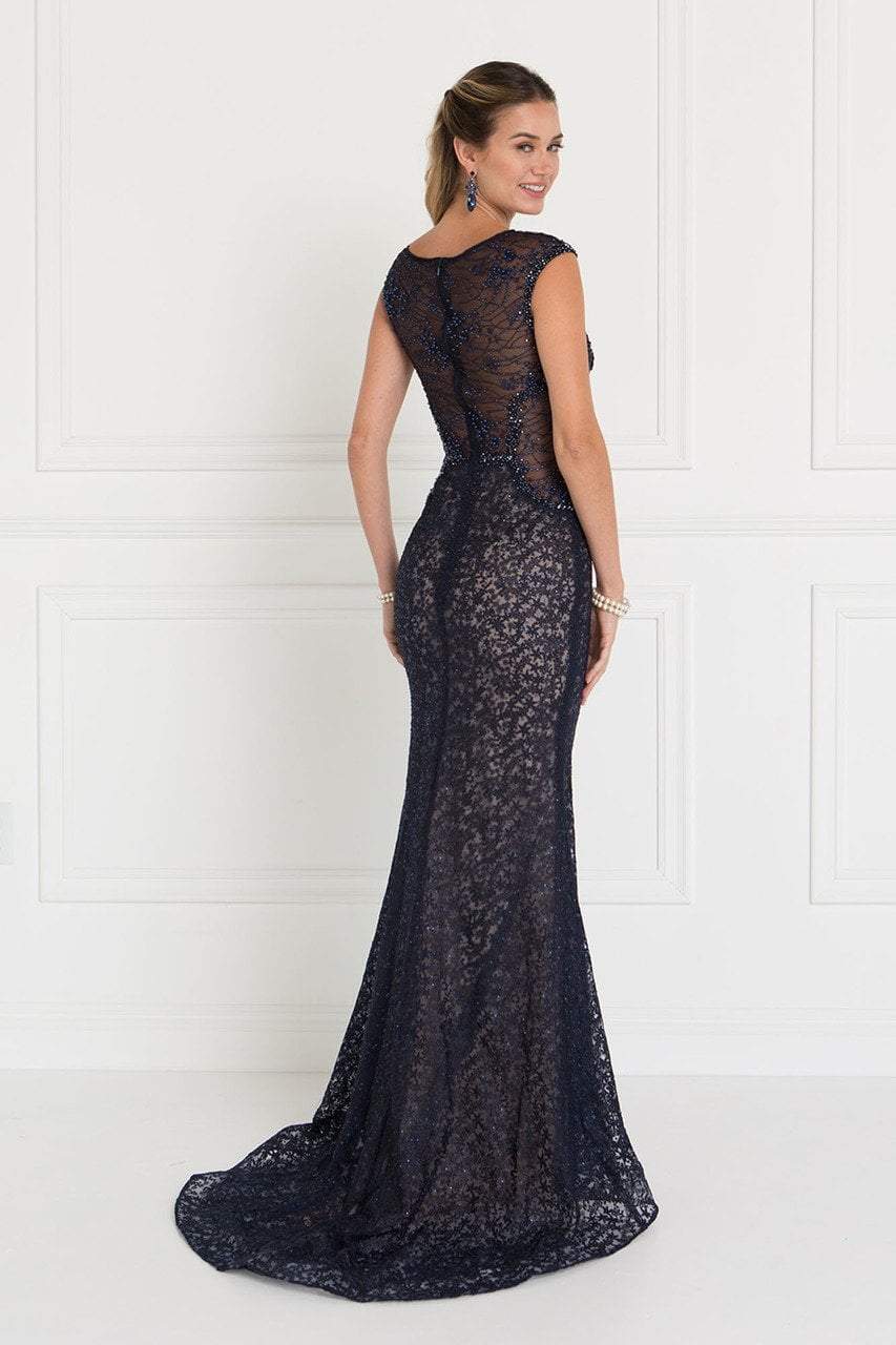 Elizabeth K - GL1531 Embellished Illusion Fitted Evening Dress Special Occasion Dress