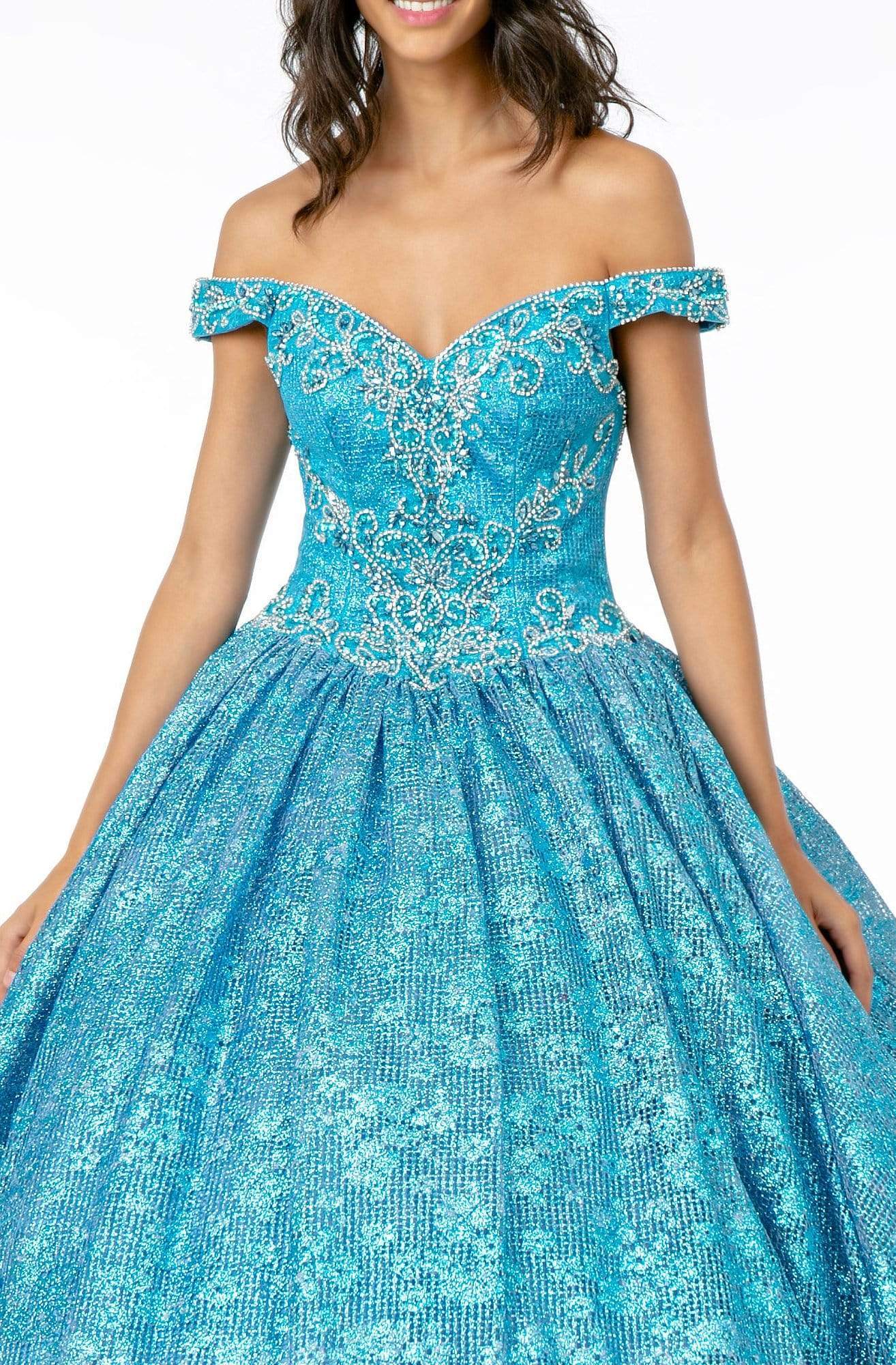 Elizabeth K - GL1821 Crystal Beaded Glitter Netting Quinceanera Dress Quinceanera Dresses