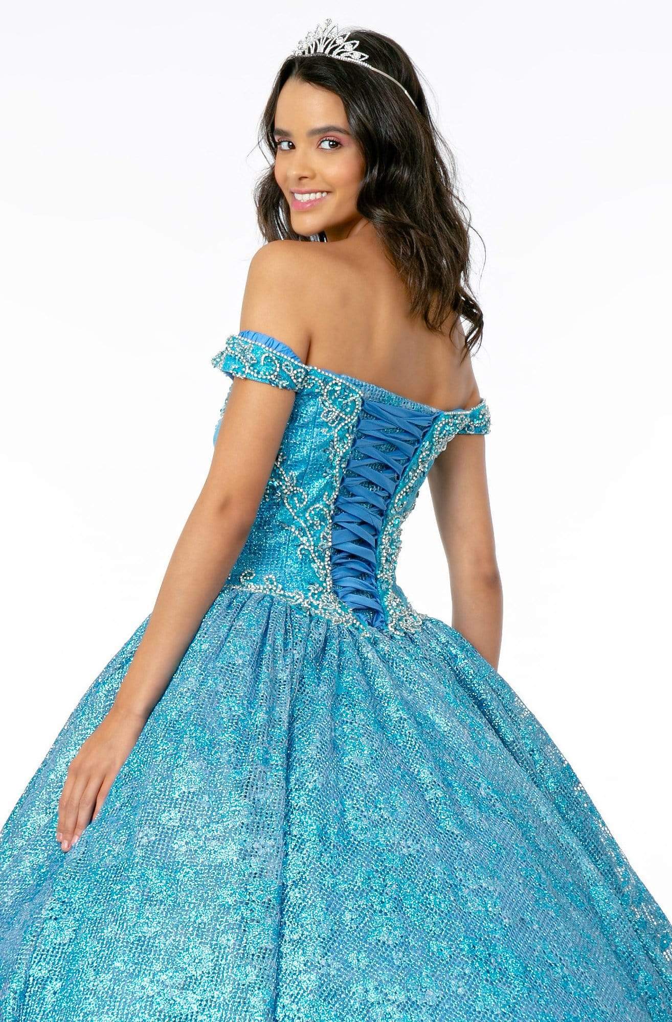 Elizabeth K - GL1821 Crystal Beaded Glitter Netting Quinceanera Dress Quinceanera Dresses