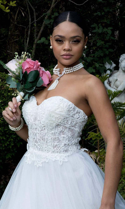 Elizabeth K - GL1900 Embellished Lace Mesh A-line Gown Wedding Dresses