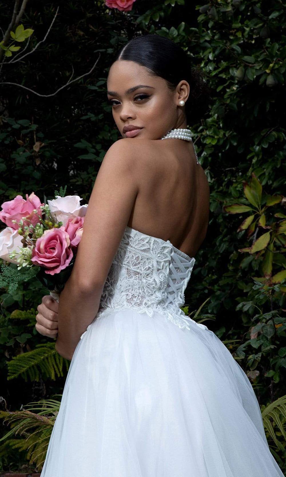 Elizabeth K - GL1900 Embellished Lace Mesh A-line Gown Wedding Dresses