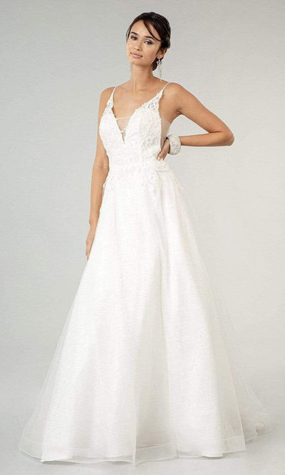 Elizabeth K - GL1915 Spaghetti Straps Applique Bridal Gown Wedding Dresses XS / White