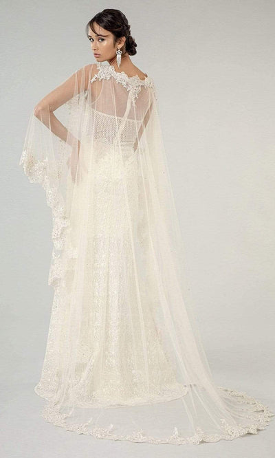 Elizabeth K - GL1918 Lace Embroidered Sheath Bridal Gown with Cape Wedding Dresses