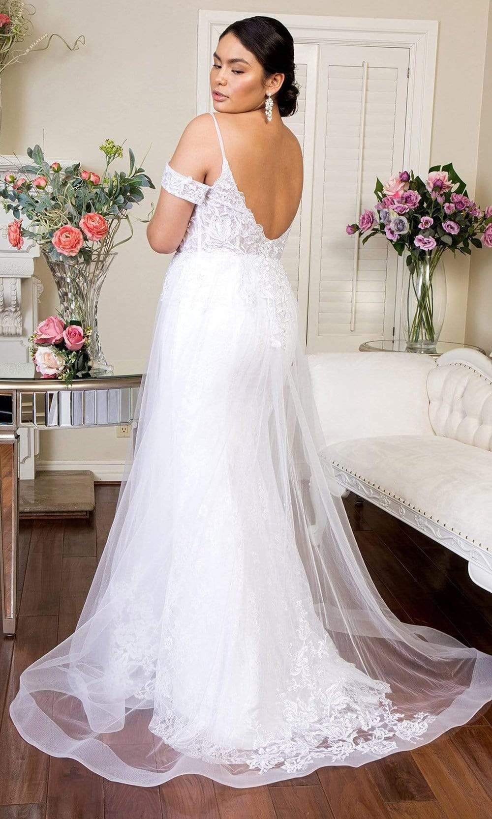Elizabeth K - GL1946 Cold Shoulder Lace Bridal Dress Wedding Dresses