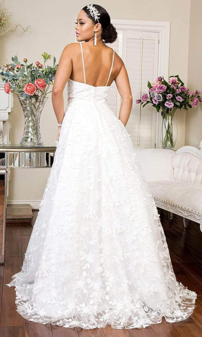 Elizabeth K - GL1951 Thin Strapped Floral Designed Dress Wedding Dresses